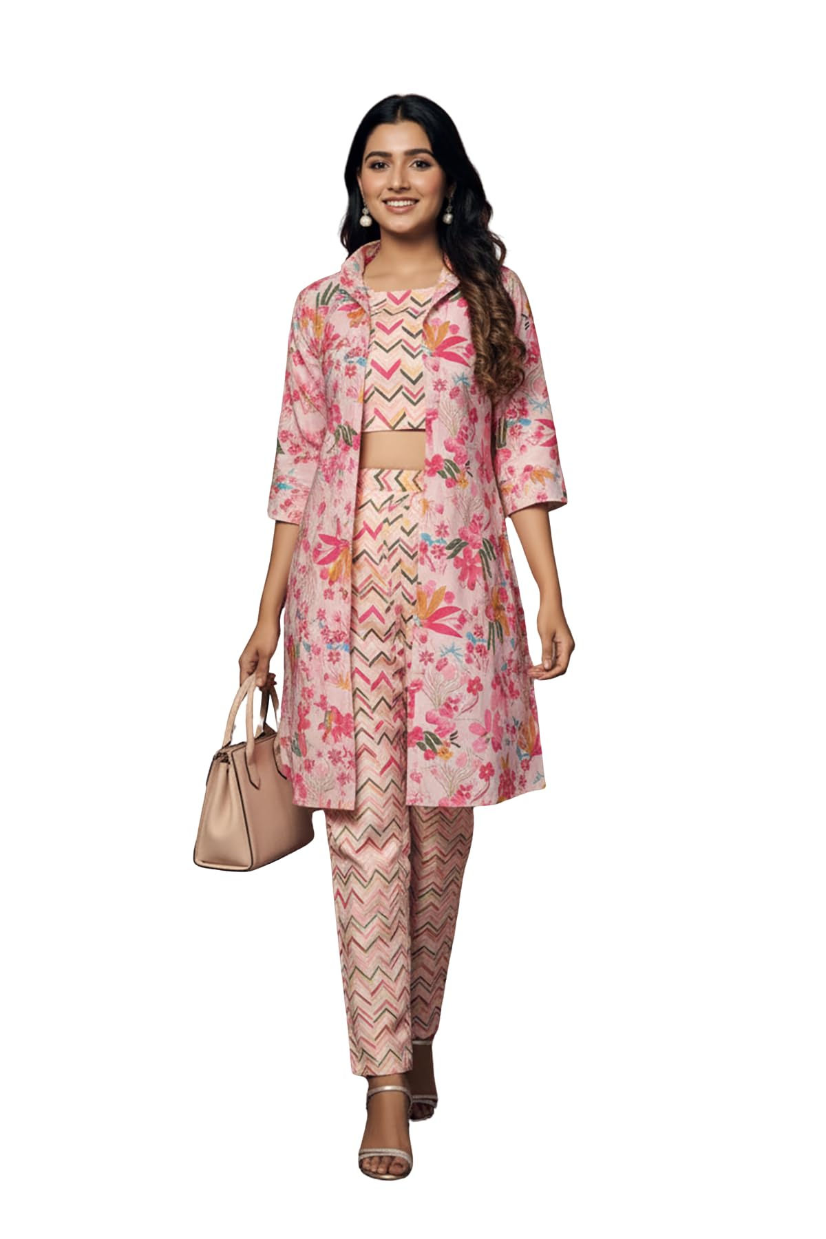 GRECIILOOKS Rayon Ethnic Kurta Set Pink