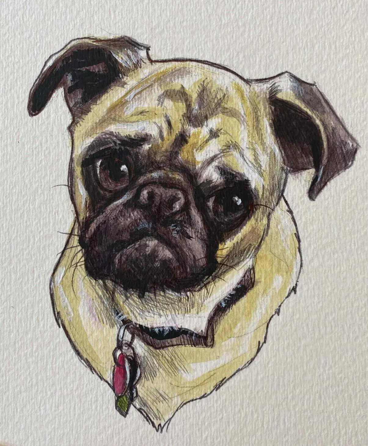 Custom 5x7 Animal Watercolor and Pen Pet Portrait - High Quality Paper