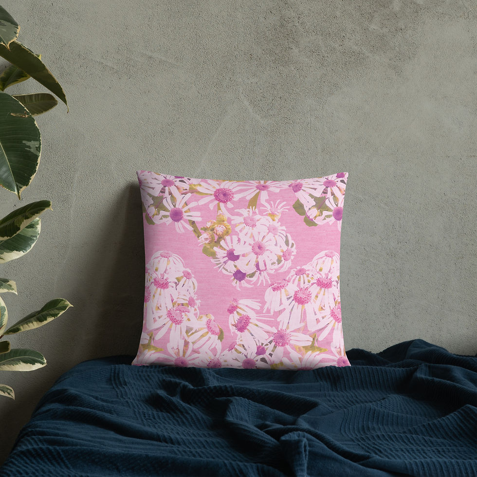 Miniaturbild: Basic Pillow with flowers in color white & pink
