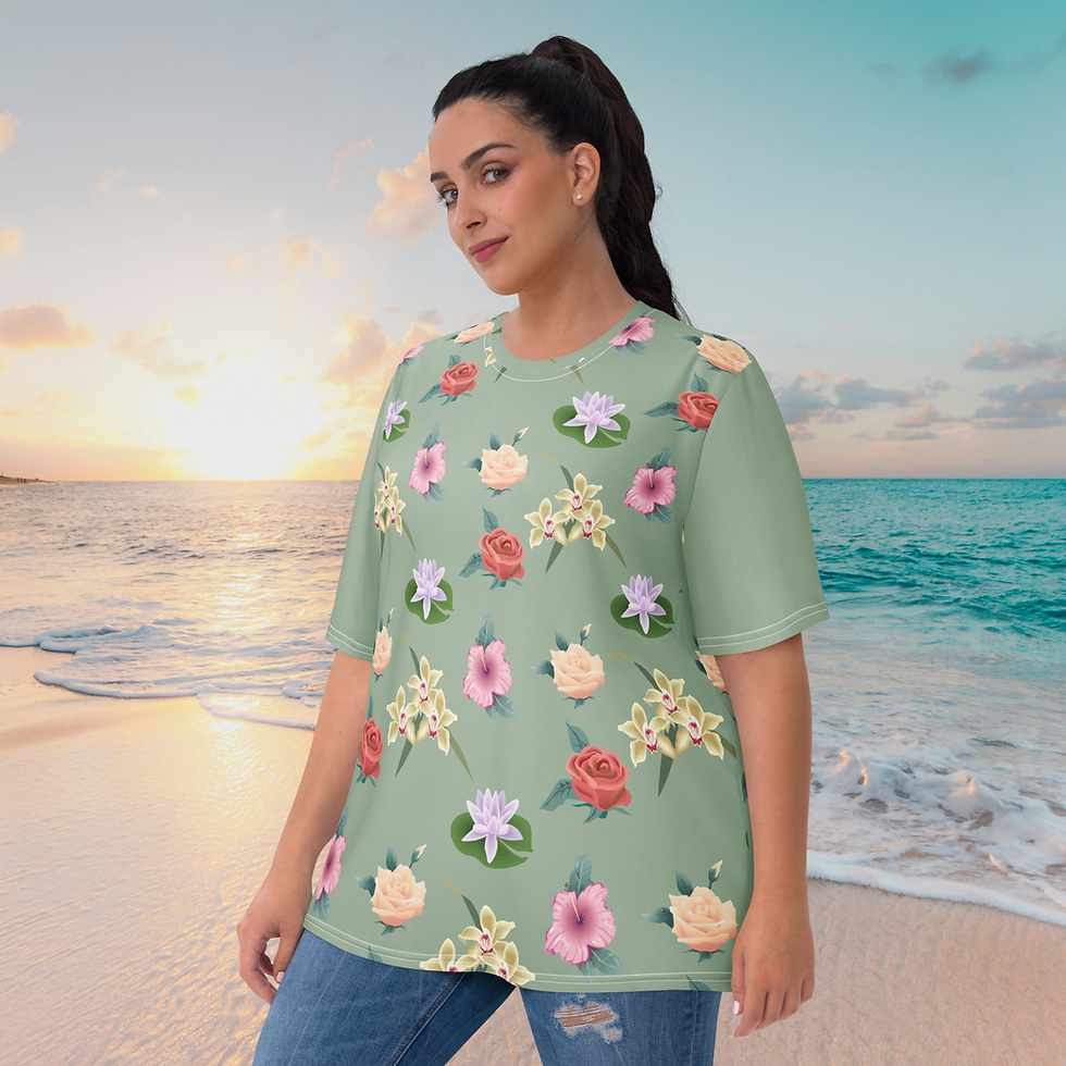 Miniaturbild: Women's T-shirt. Damen-T-Shirt mit sonnigem Blumenmuster.