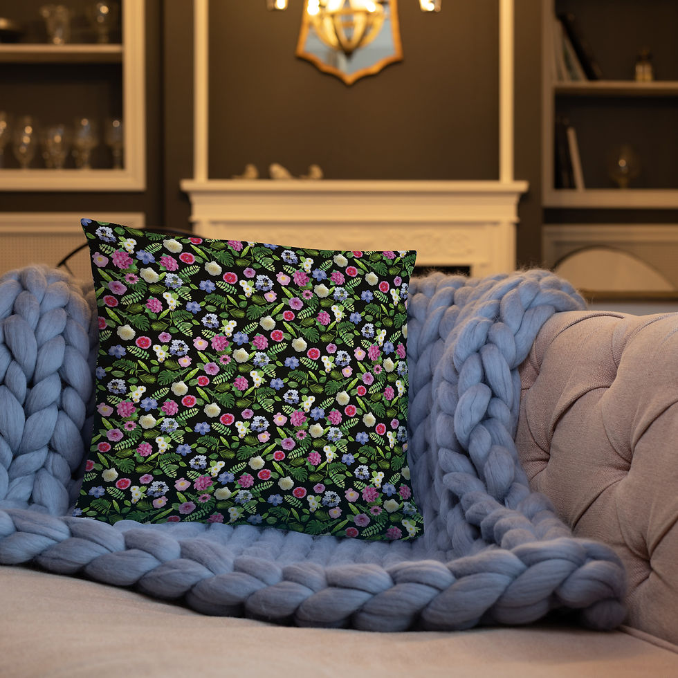 Miniaturbild: Basic Pillow. All-Over Print Basic Kissen mit Blumen und Pflanzen. 