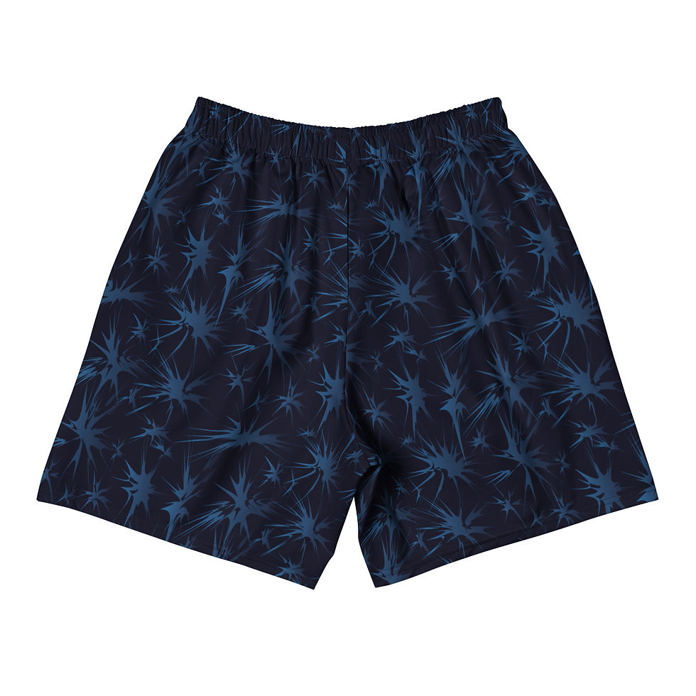 Miniaturbild: Lange Unisex-Shorts mit Wirbelmuster in den Farben Schwarz, Blau.