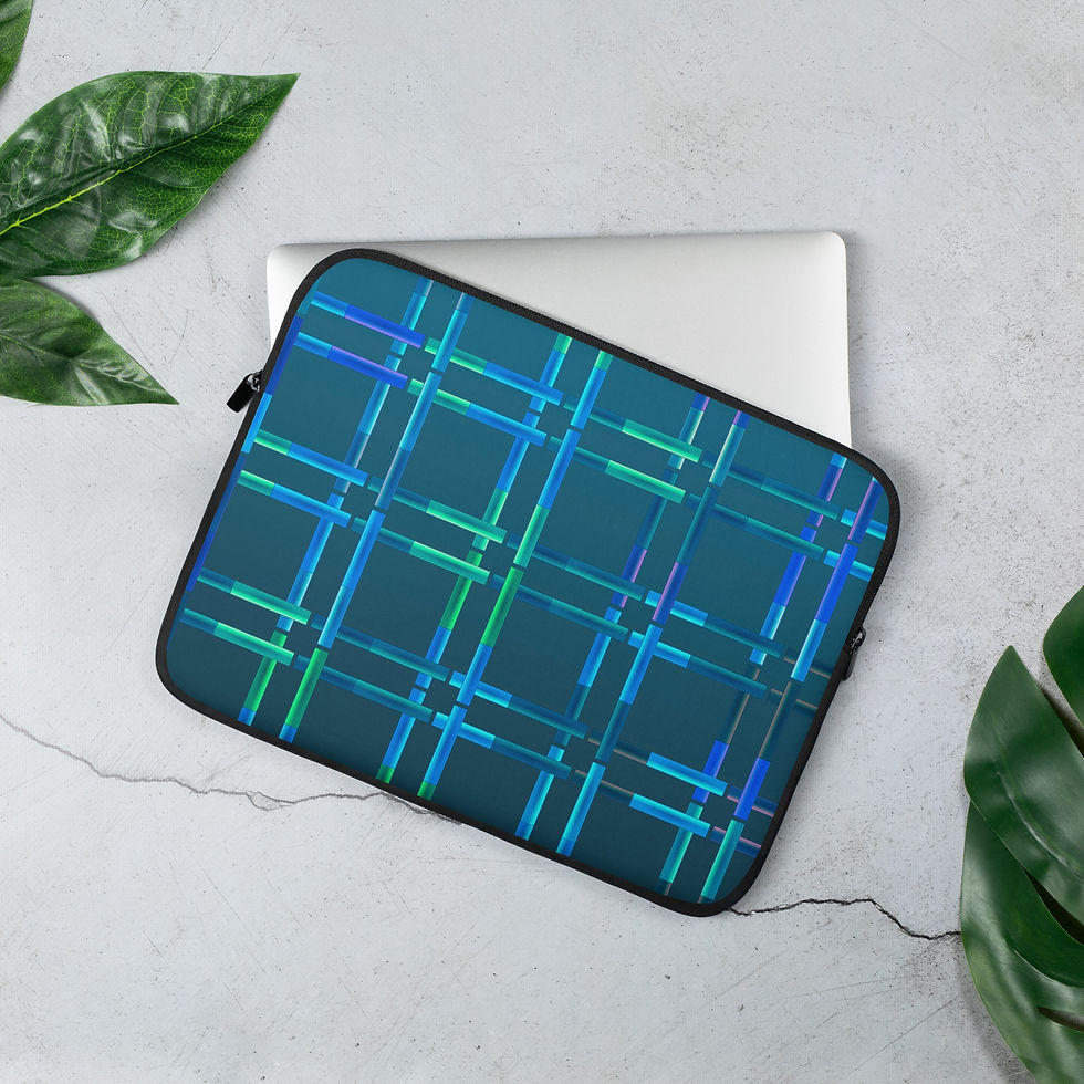 Laptoptasche mit Streifen in der Farbe Türkis aus blauen & grünen Farbtönen.