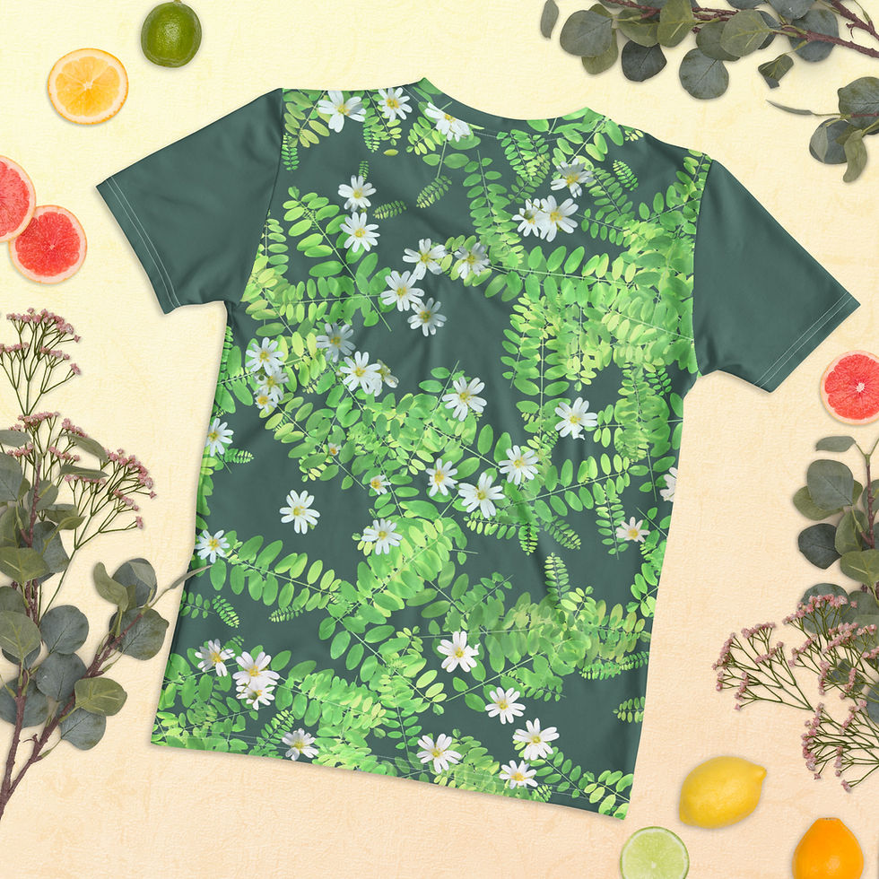 Miniaturbild: Damen-T-Shirt. Allover-Print mit Pflanzen & Blumen. Women's T-shirt. 