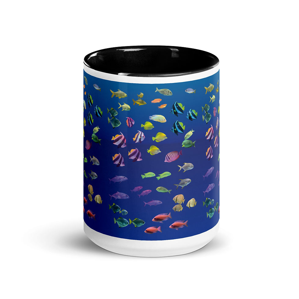 Miniaturbild: Fischschutz! Eine Fisch Tasse mit farbiger Innenseite. Fish Mug.
