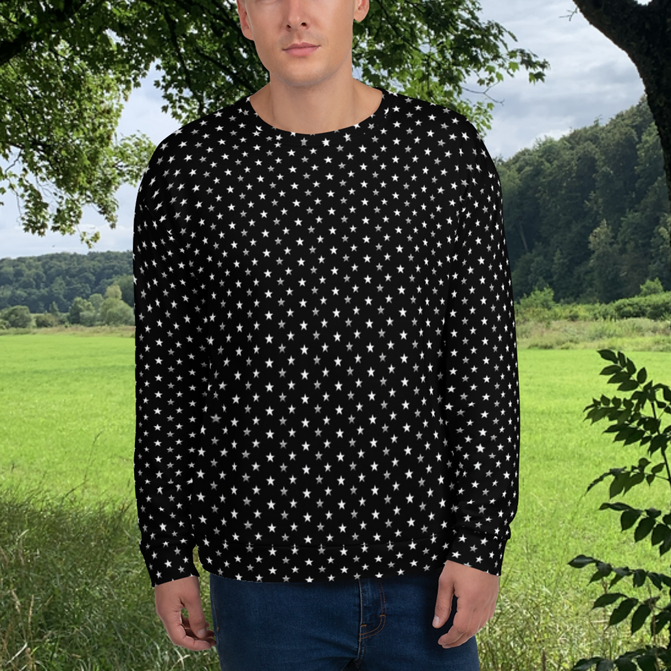 Miniaturbild: Herren-Sweatshirt mit Sternenmuster. Men's sweatshirt with a star pattern.