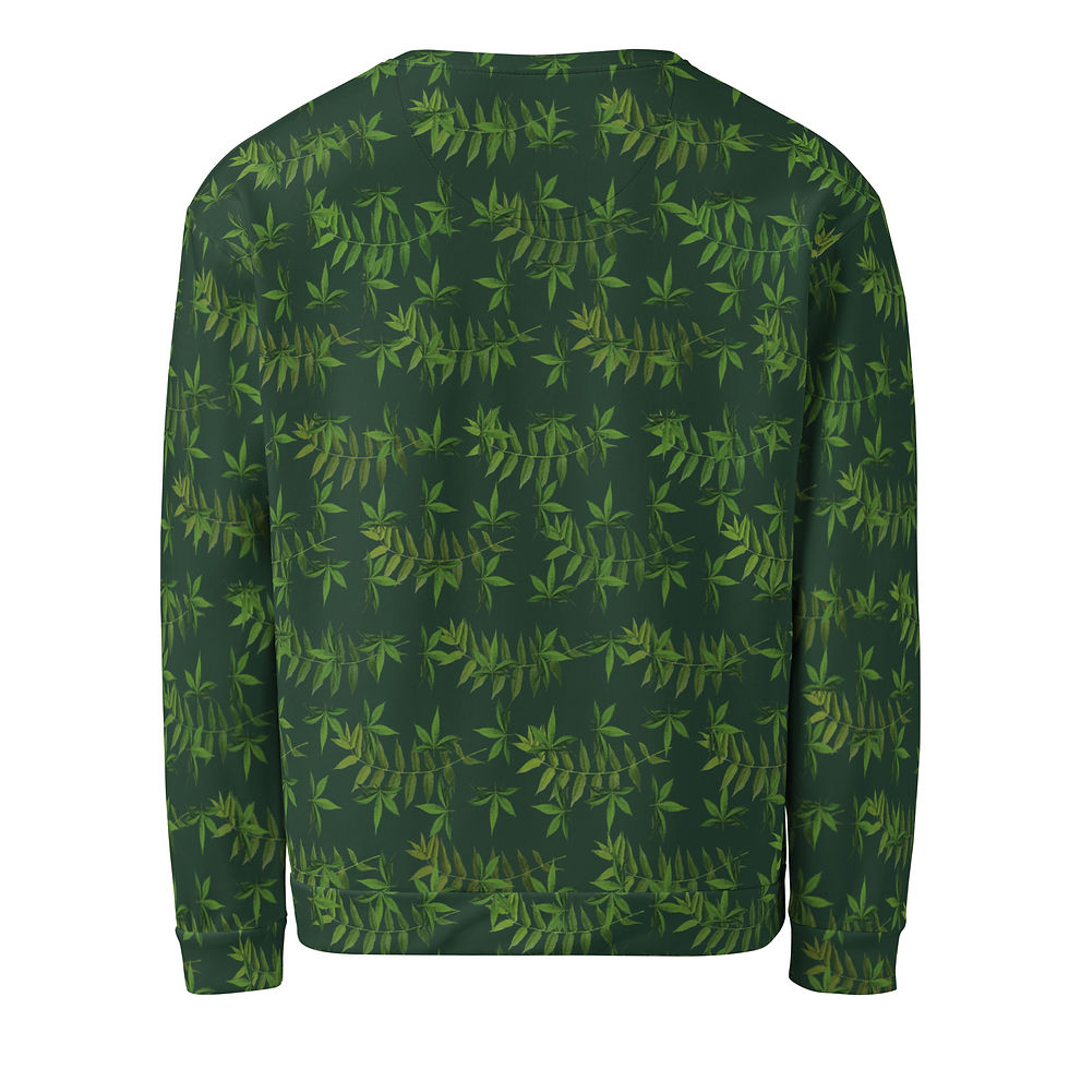 Miniaturbild: Herren Sweatshirt Allover-Print mit grünen Pflanzen. Men's sweatshirt.