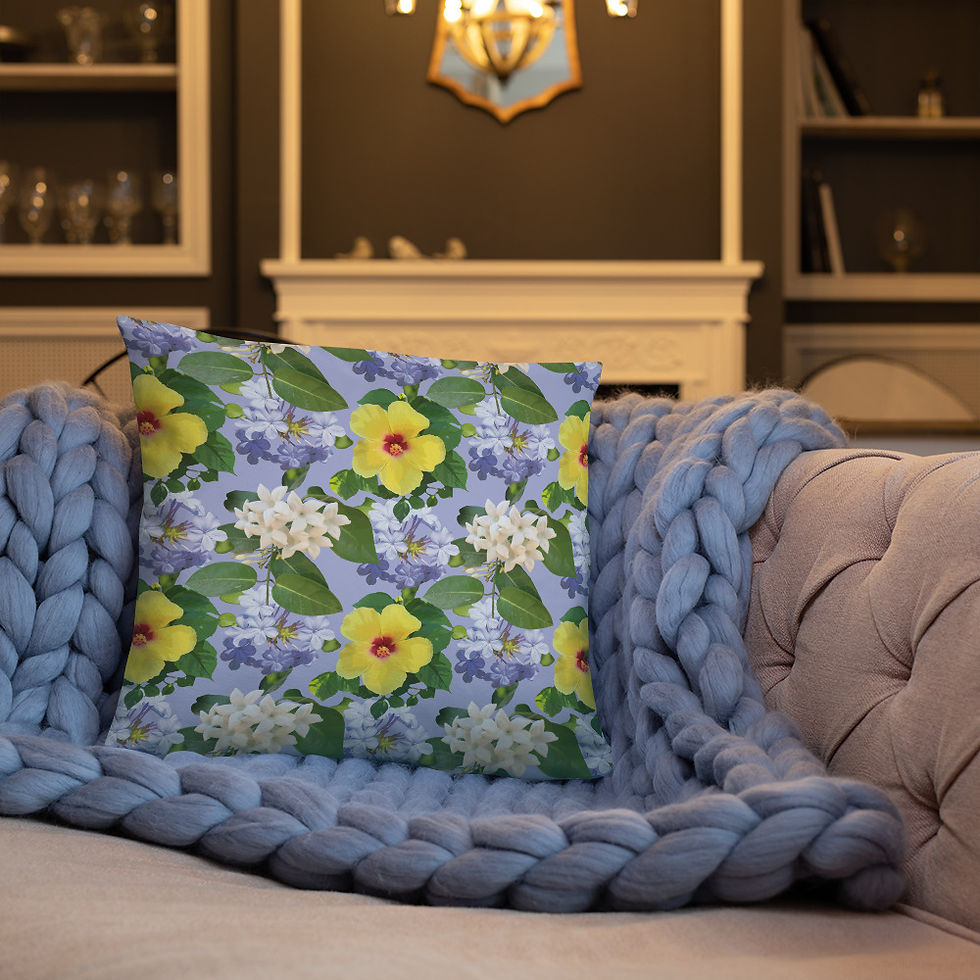 Miniaturbild: Basic cushion with all-over print featuring colourful flowers. Einfaches Kissen mit durchgehendem Aufdruck mit bunten Blumen.