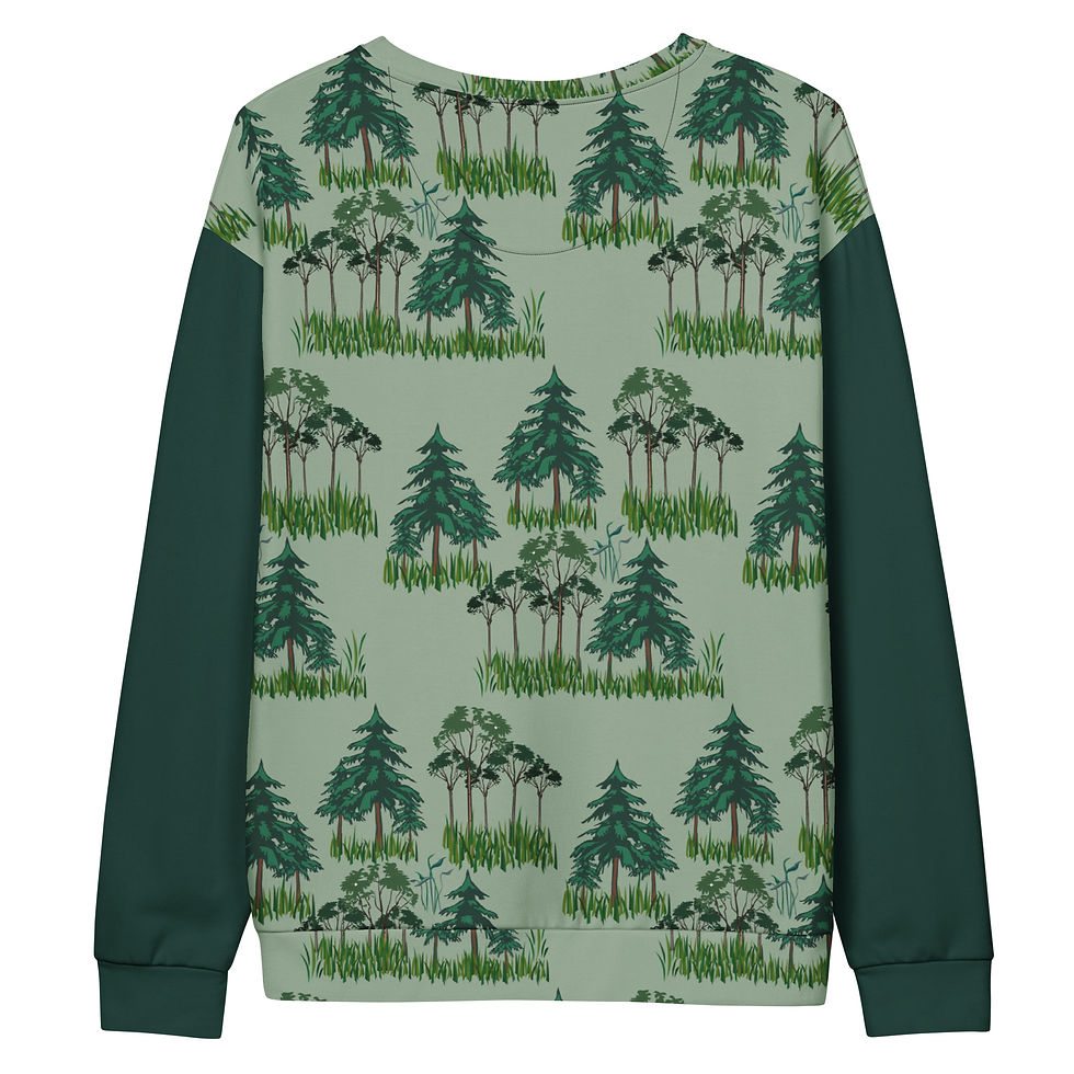 Miniaturbild: Unisex-Sweatshirt mit Allover-Print von Pflanzen und Bäumen. Unisex sweatshirt.