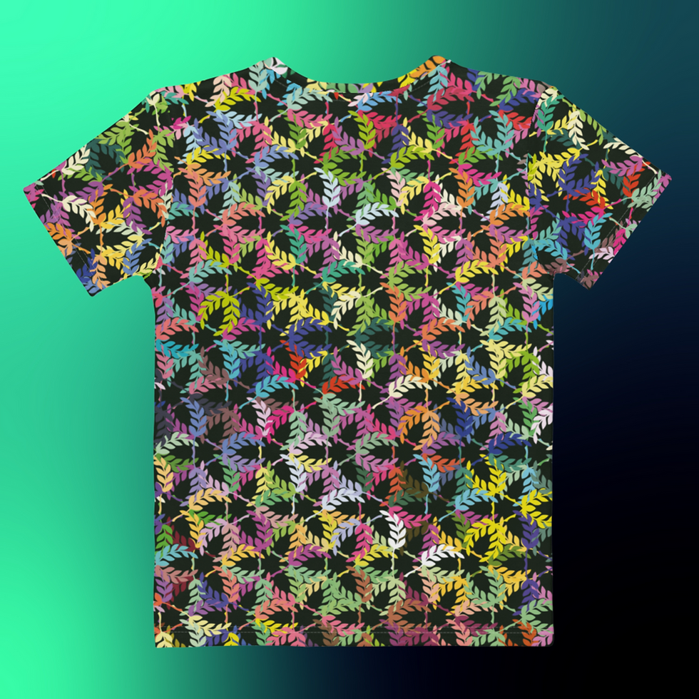 Miniaturbild: Damen-T-Shirt. Allover-Print mit bunten Pflanzen. Women's T-shirt.