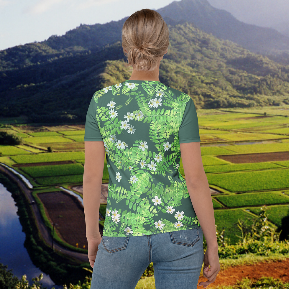 Miniaturbild: Damen-T-Shirt. Allover-Print mit Pflanzen & Blumen. Women's T-shirt. 