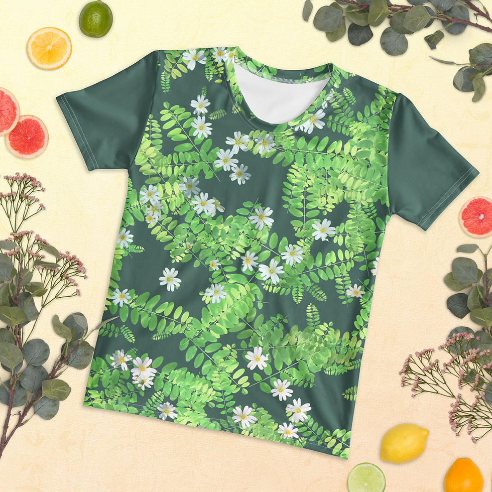 Miniaturbild: Damen-T-Shirt. Allover-Print mit Pflanzen & Blumen. Women's T-shirt. 