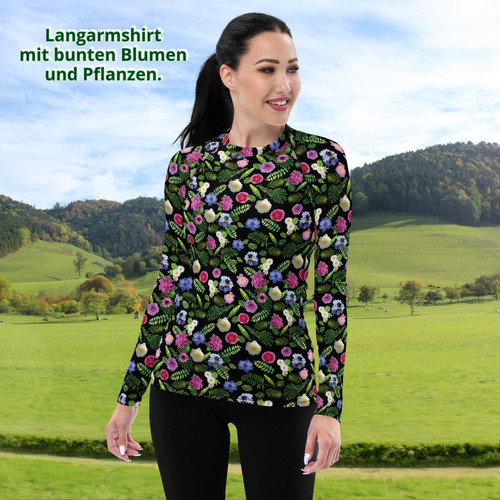 Damen Langarmshirt Mit Blumenprint - Vintage Style Mit Laternenärmeln