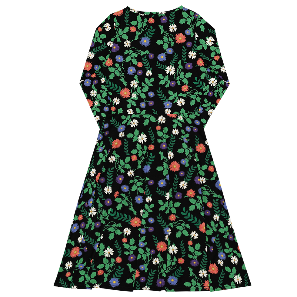 Miniaturbild: Midi Dress. Midikleid mit Allover-Print aus Blumen & Pflanzen und langen Ärmeln.