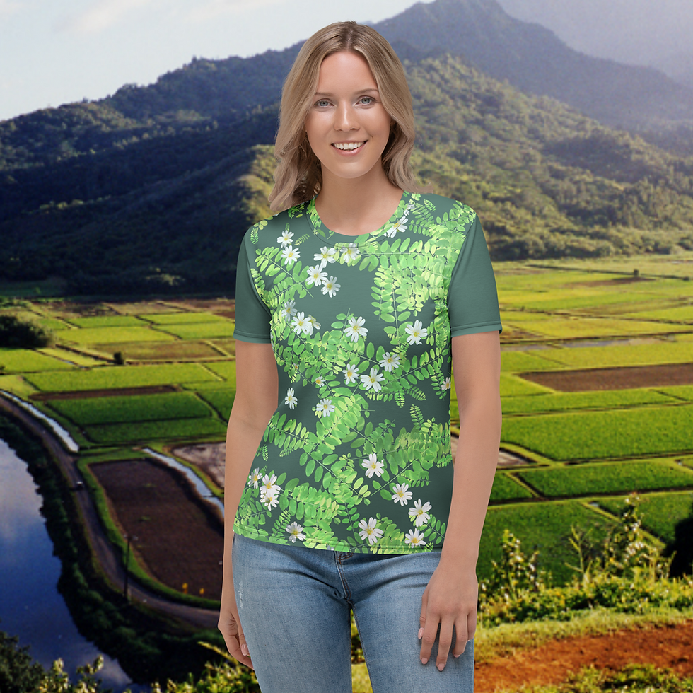 Miniaturbild: Damen-T-Shirt. Allover-Print mit Pflanzen & Blumen. Women's T-shirt. 