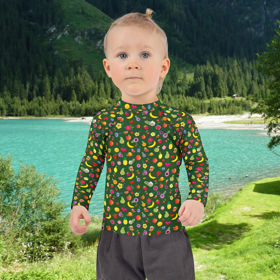 Miniaturbild: Kids Rash Guard. Kinder-Rashguard mit Allover-Print für Frühling und Sommer.