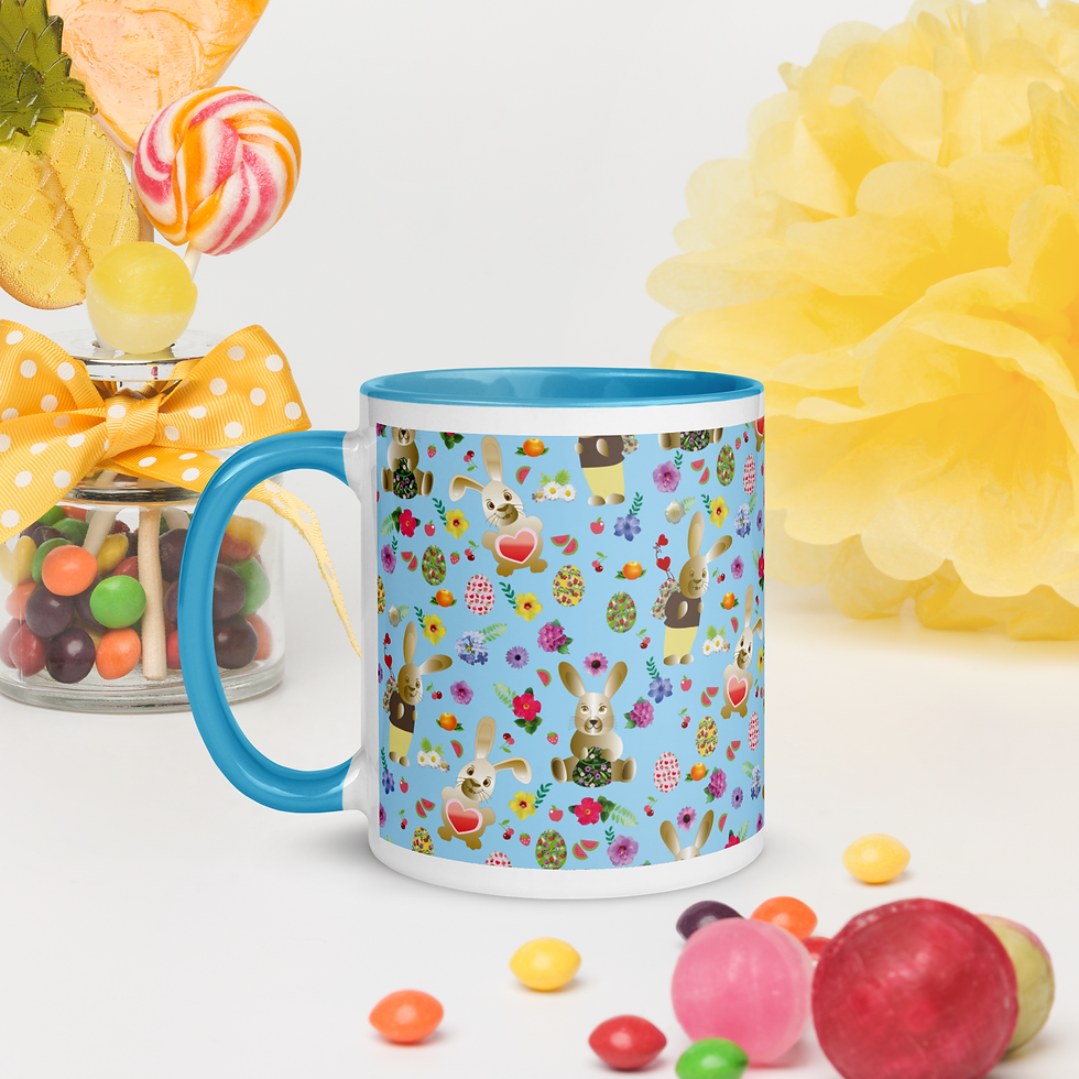 Miniaturbild: Frohe Ostern! Fröhliche Osterhasen Becher mit Farbe im Inneren.