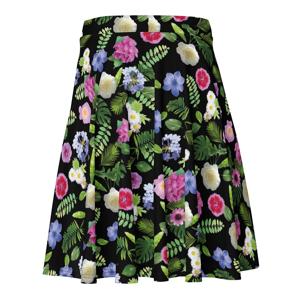 Miniaturbild: Skater Skirt. Skaterrock mit Allover-Print aus Blumen und Pflanzen.