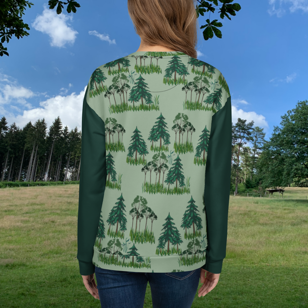 Miniaturbild: Unisex-Sweatshirt mit Allover-Print von Pflanzen und Bäumen. Unisex sweatshirt.