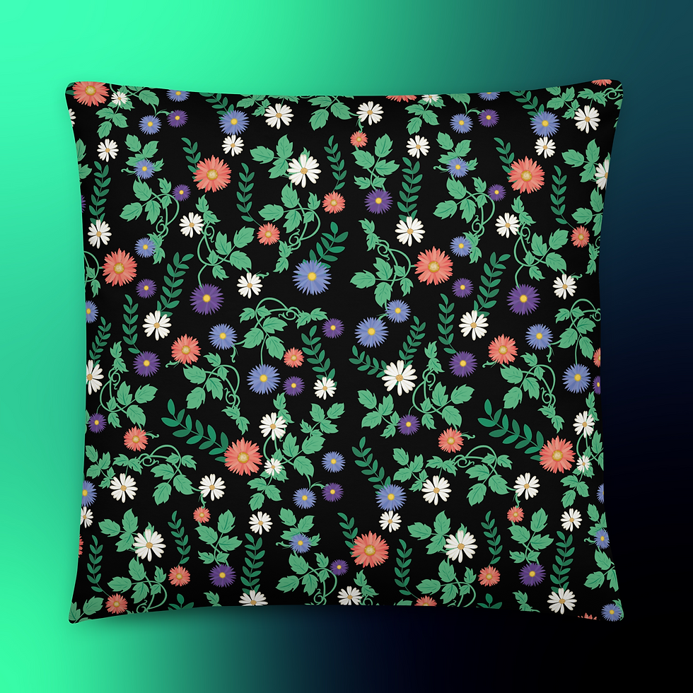 Miniaturbild: Basic Pillow. Kissen mit Allover-Print aus Blumen und Pflanzen.