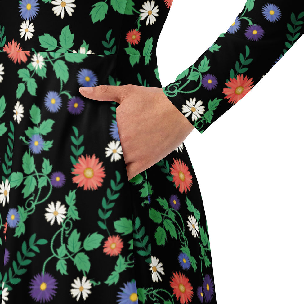 Miniaturbild: Midi Dress. Midikleid mit Allover-Print aus Blumen & Pflanzen und langen Ärmeln.