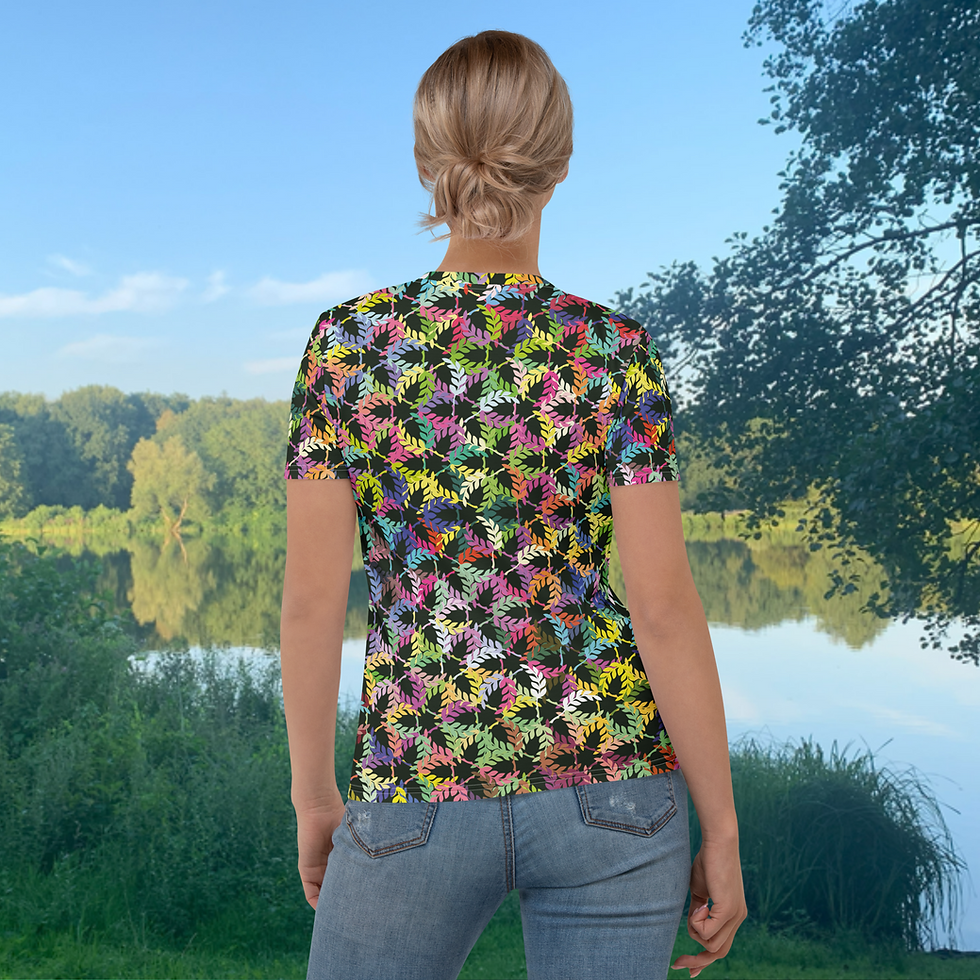 Miniaturbild: Damen-T-Shirt. Allover-Print mit bunten Pflanzen. Women's T-shirt.