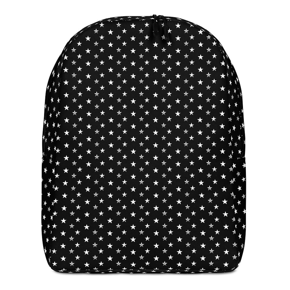 Miniaturbild: Minimalistischer Rucksack mit Allover-Sternenprint. Minimalist Backpack.