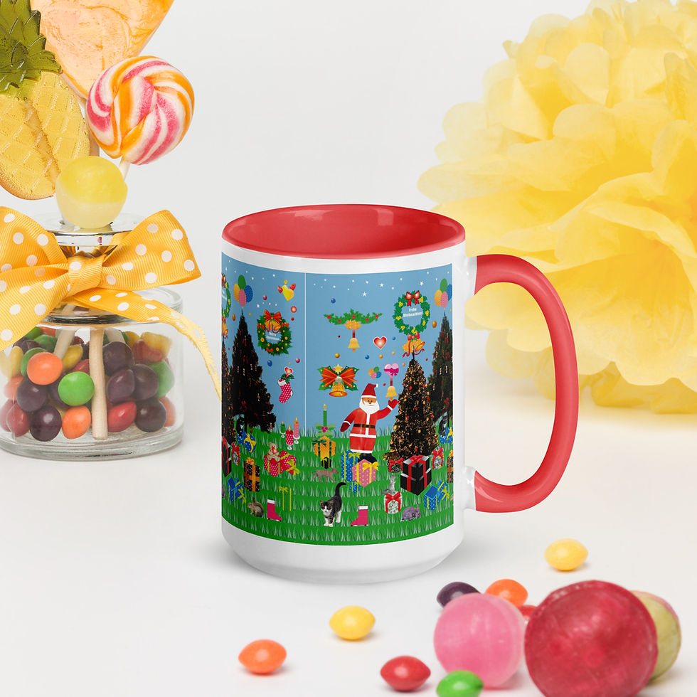 Miniaturbild: Merry Christmas! Mug with Color Inside. Tasse mit farbigem Innenraum.