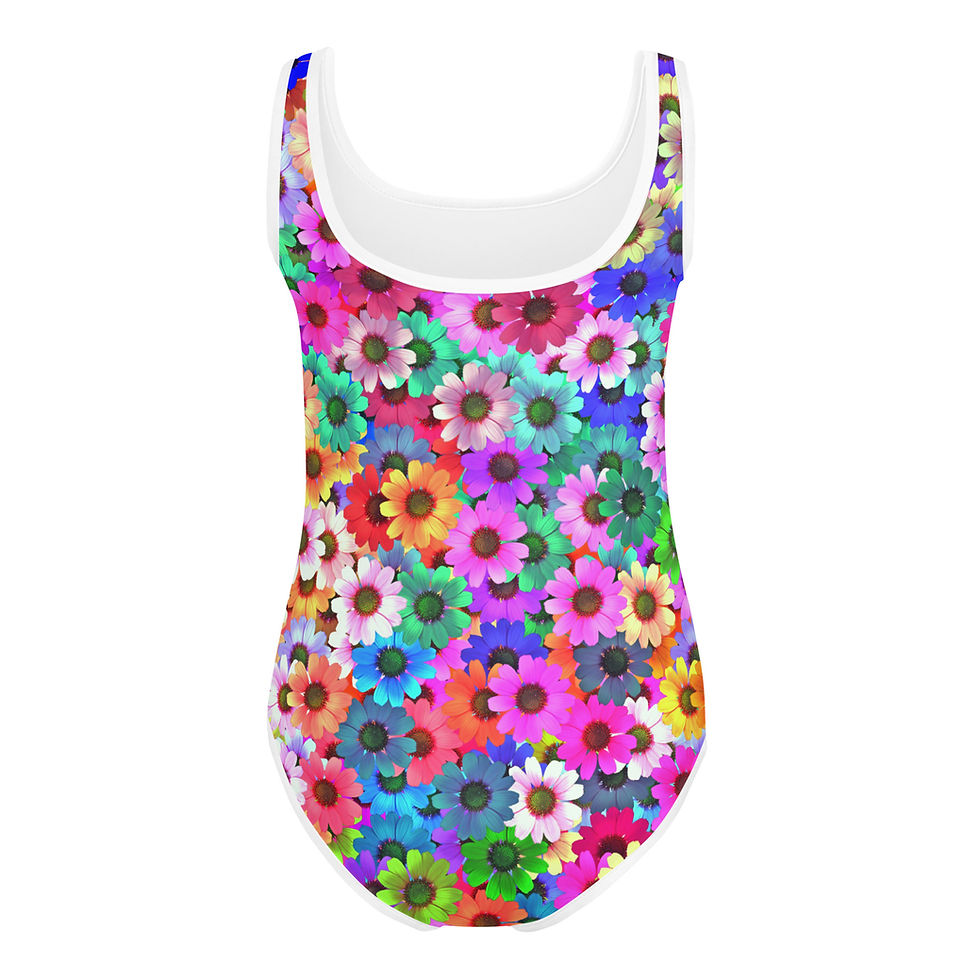 Miniaturbild: Allover-Print für Baby Badeanzug mit bunten Blumen. 