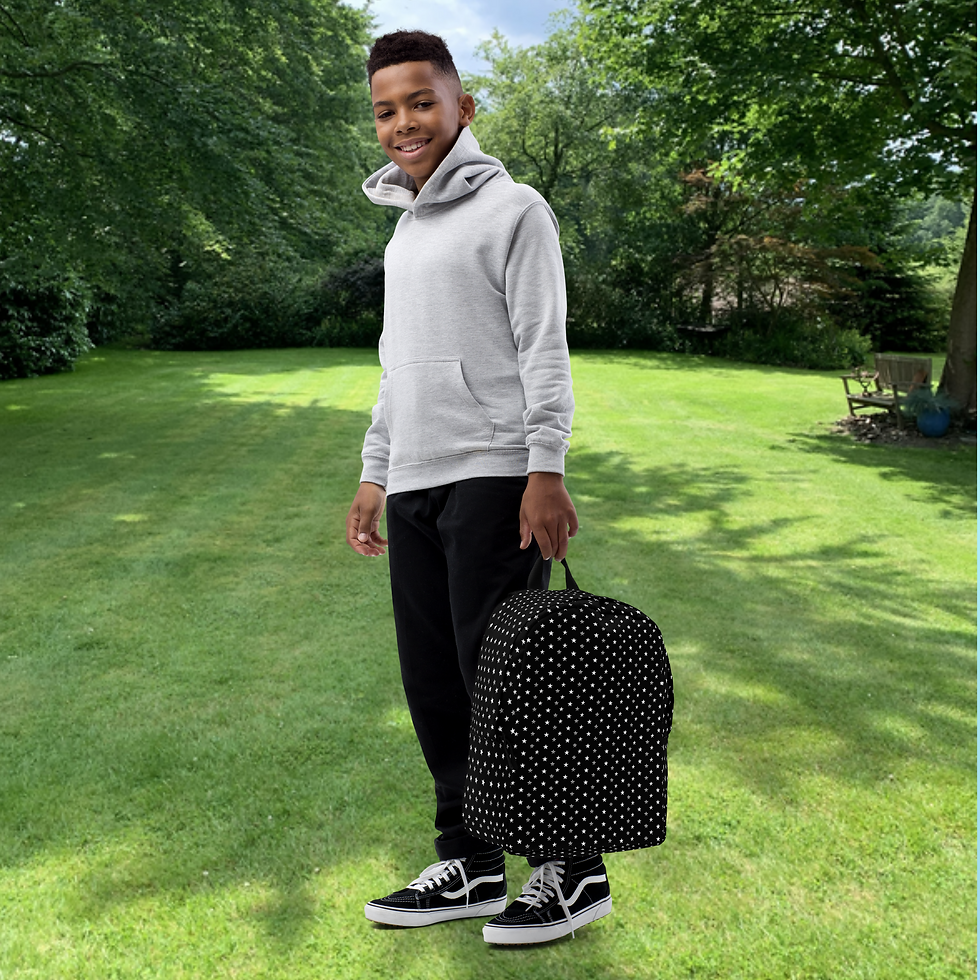 Miniaturbild: Minimalistischer Rucksack mit Allover-Sternenprint. Minimalist Backpack.