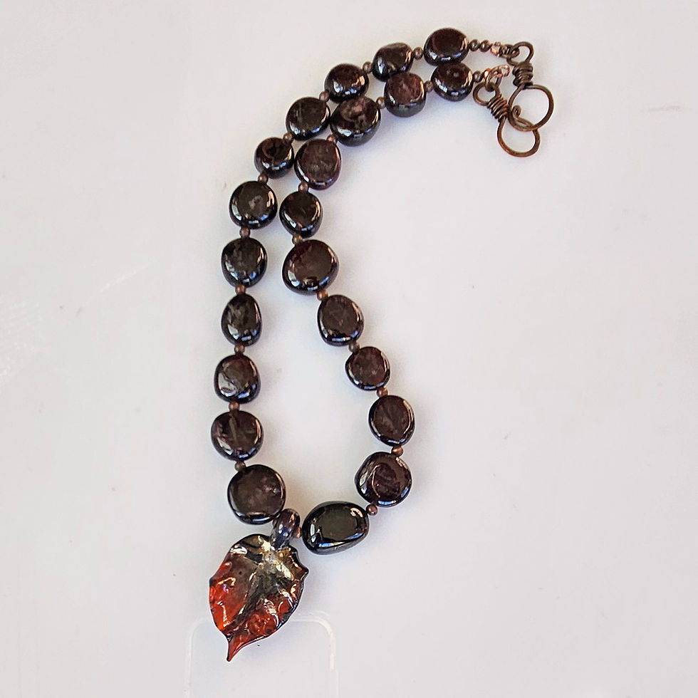 Thumbnail: Fall Leaf and Garnet Necklace