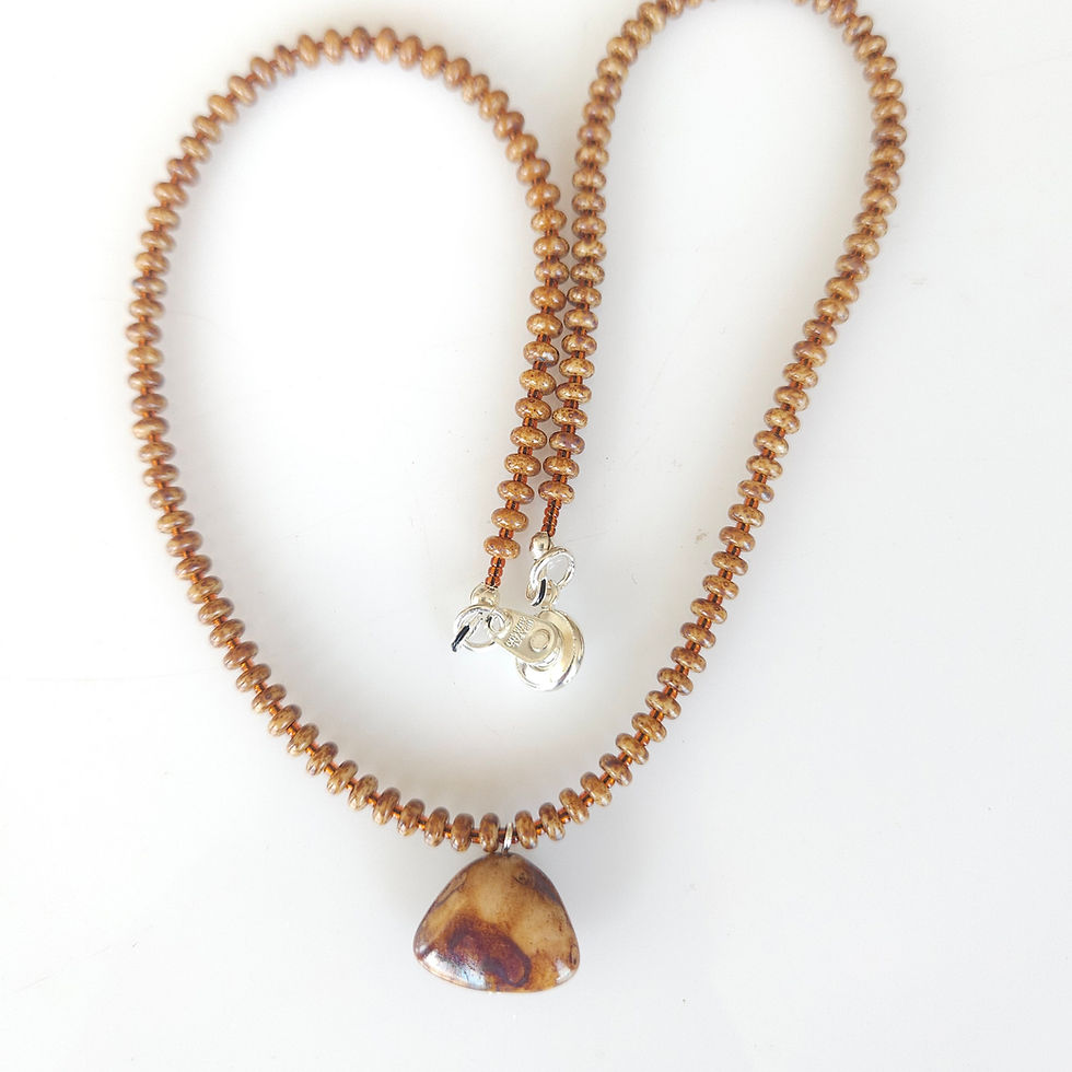 Thumbnail: Earthy Golden Small Bead Necklace and Pendant