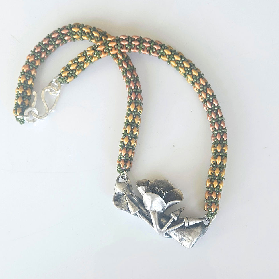 Thumbnail: California Poppy Beaded Necklace