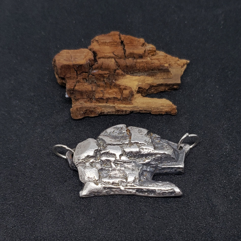 Thumbnail: "Redwood Bark" Silver Pendant