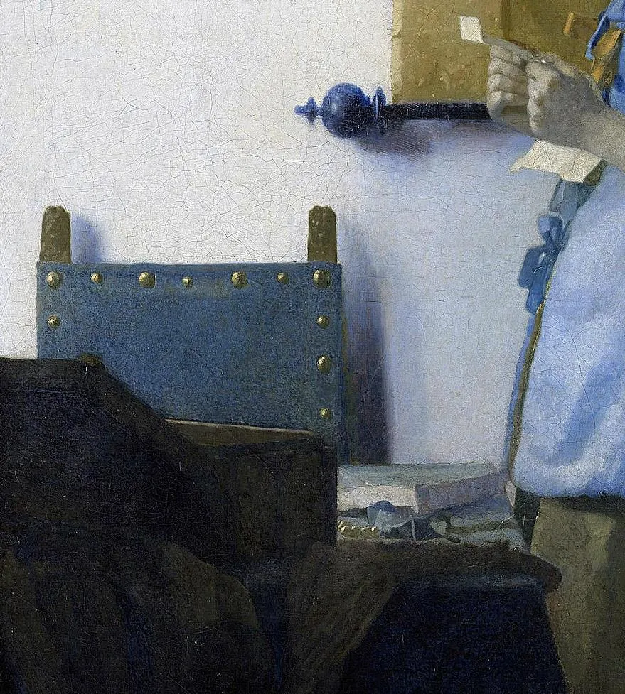particolare di un quadro di Vermeer, donna in azzurro