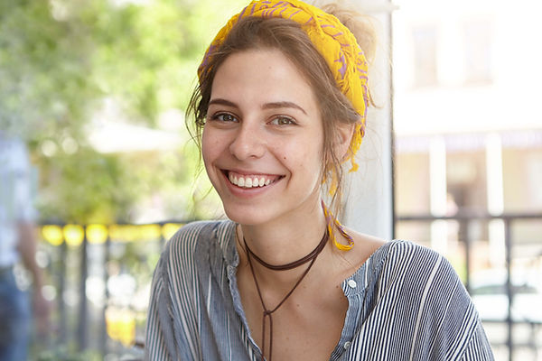 Stylish woman happy wearing a bandana