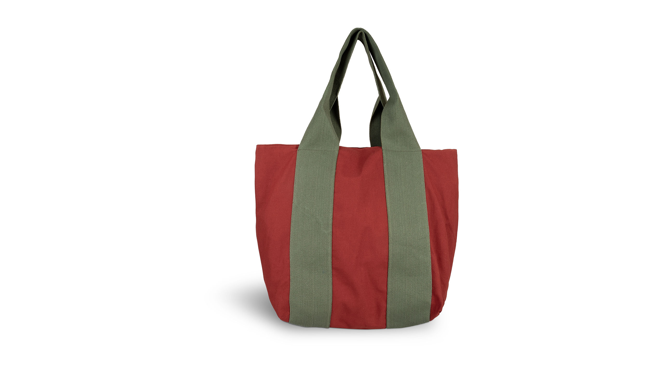 large-terracotta-beach-bag-with-cypress-green-straps-front-view