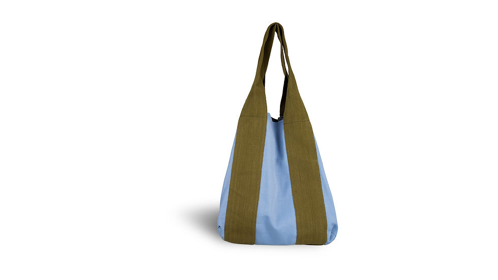 Thumbnail: large-lavender-shoulder-bag-with-khaki-fabric-straps-front-view