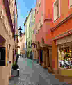 colorful street in Regensburg's old town