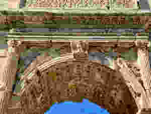 the Arch of Titus, which marks the entrance to the Roman Forum