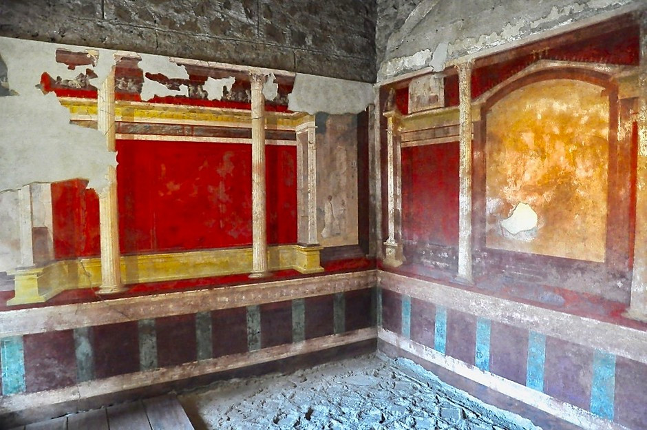 Pompeiian frescos in the House of Augustus on Palatine Hill