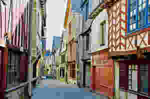 street in the historic village of Vitre in Brittany France