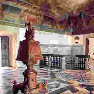 entry hall to the monastery, with a trompe-l'œil optical illusions to make it seem higher