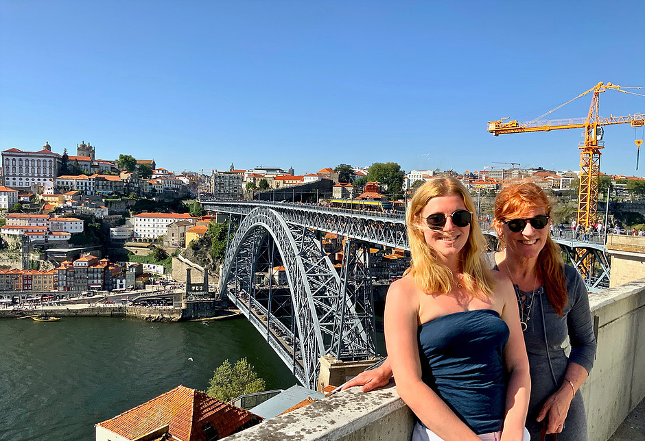 my daughter Ali and I at the Ponte de Dom Luis I, Gaia side