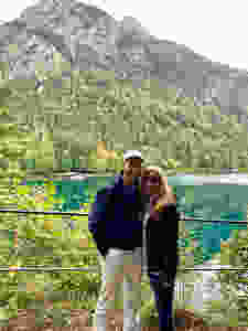 my husband and I in Schwangau getting ready to tour the castles