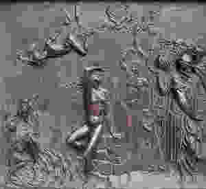 the relief on the predella of Cellini's Perseus sculpture