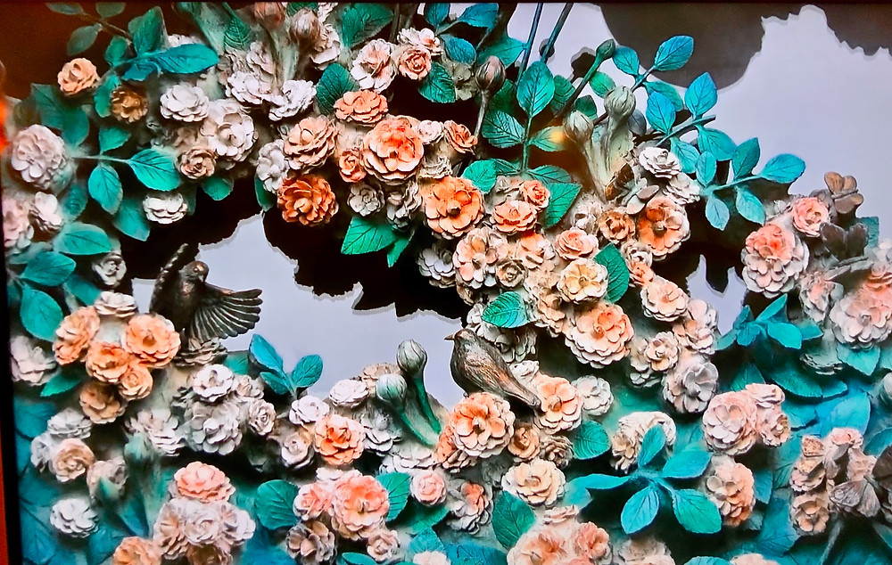 beautiful flowers on the door of the Nativity Facade