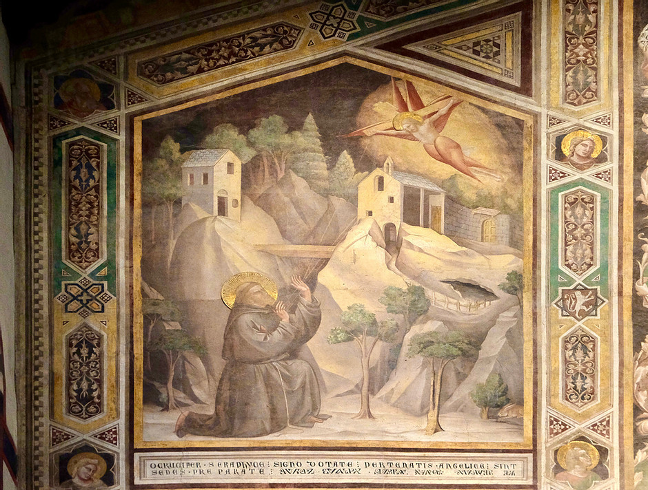 St. Francis Receiving the Stigmata, fresco by Giotto, in the Bardi Chapel