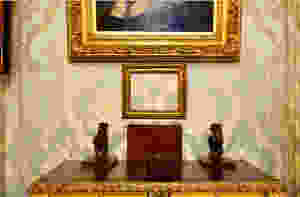 the Blue Room with a missing painting by Edouard Manet