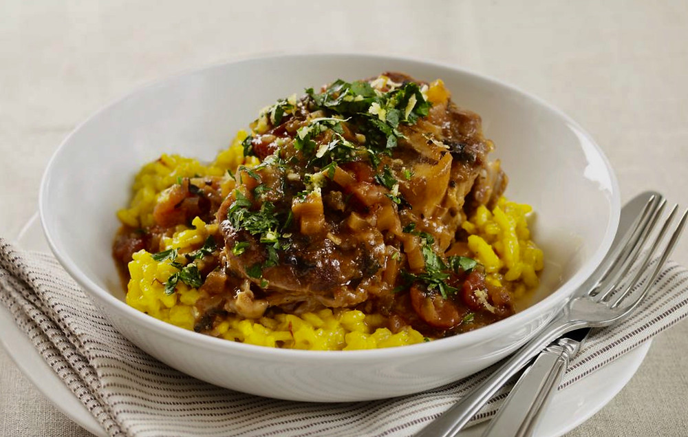 ossobuco and saffron risotto, a speciality of Milan